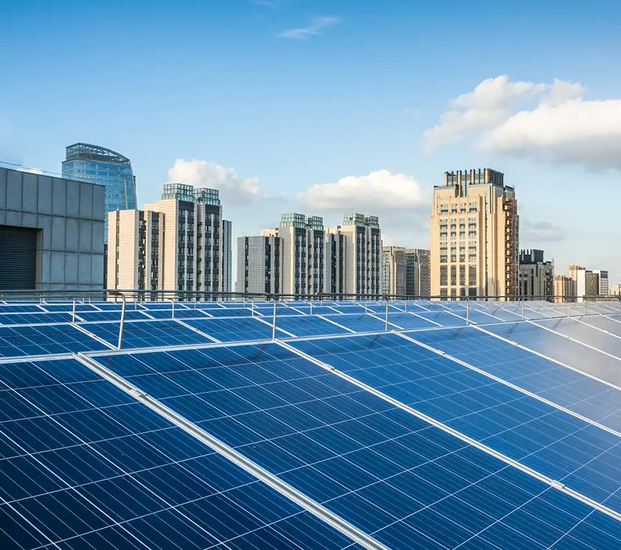 Green roofing and waterproofing system on a commercial building