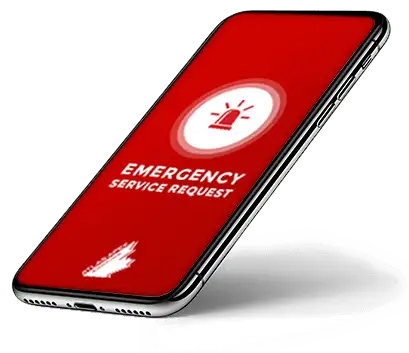 The Atlas-Apex Roofing Emergency Response Mobile App shown on a phone